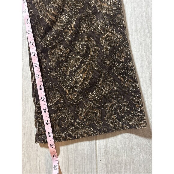 Boho Brown Corduroy Pants Women’s Paisley Print Chic Hippie Fall Look Size 16 - Picture 6 of 8